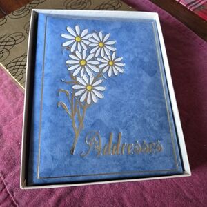 Elegant Blue Address Book with Gold Accents